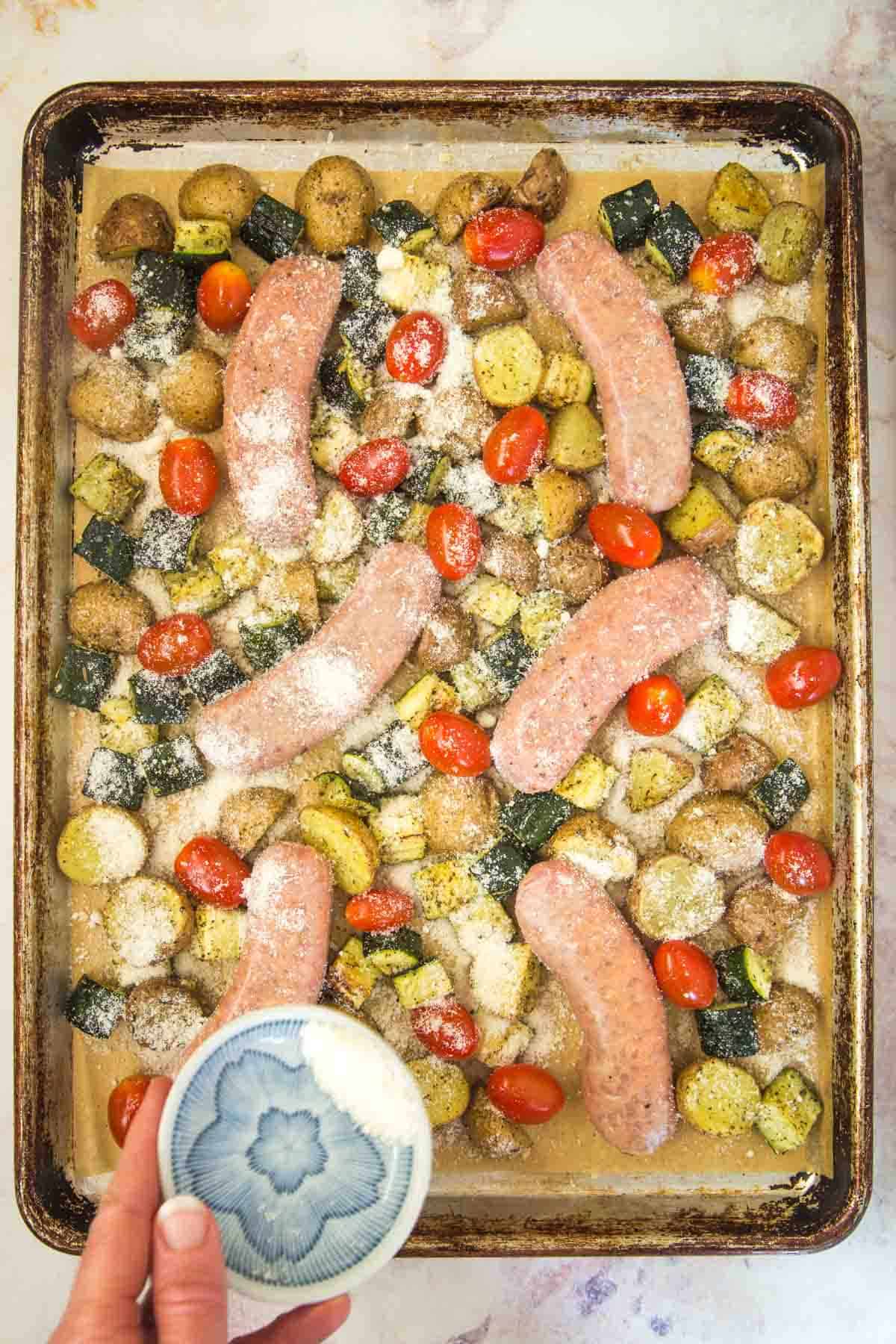 Italian Sausage Sheet Pan Dinner Cupcakes & Kale Chips