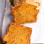 sliced loaf of gluten-free pumpkin bread