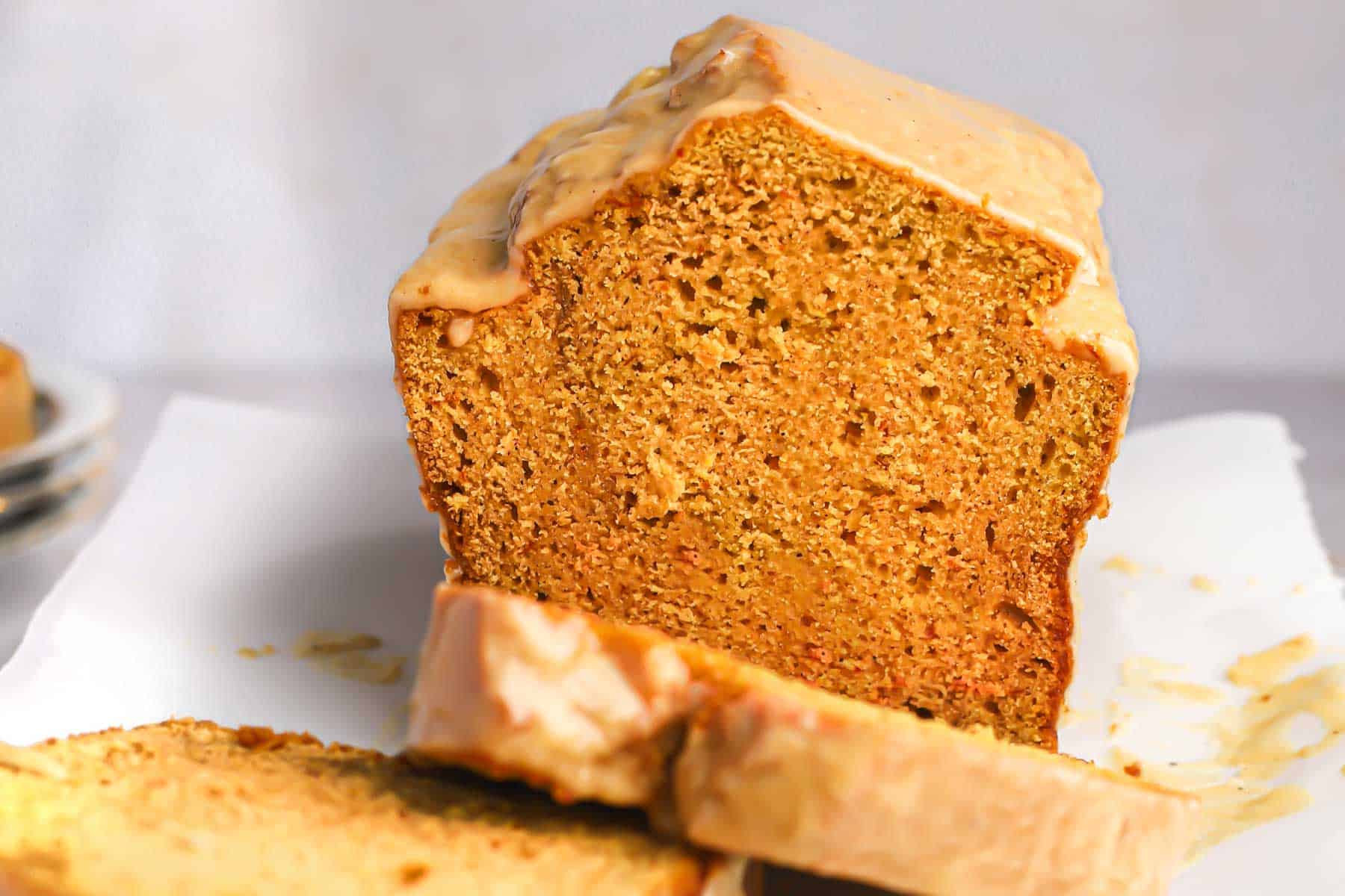 loaf of pumpkin bread cut into slices