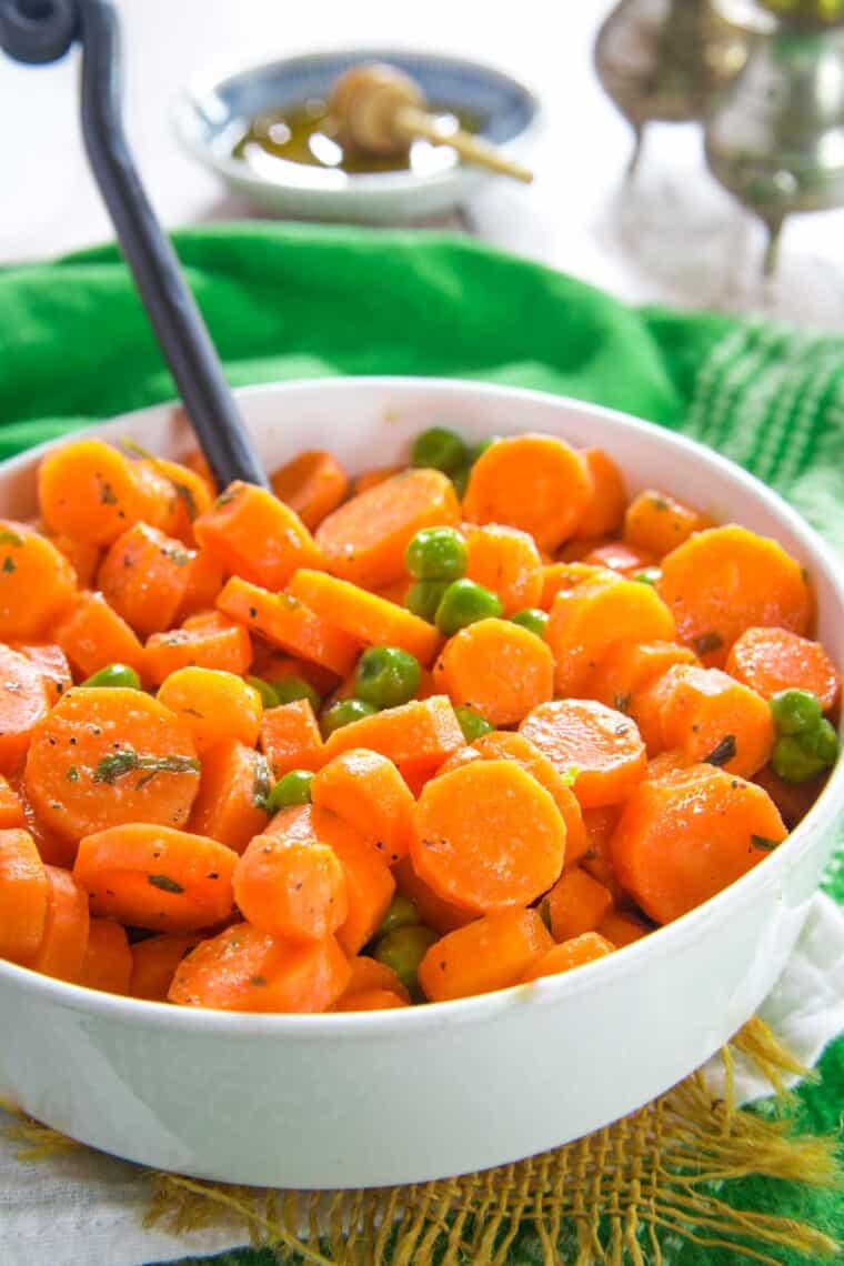Honey Dijon Peas and Carrots easy side dish recipe!