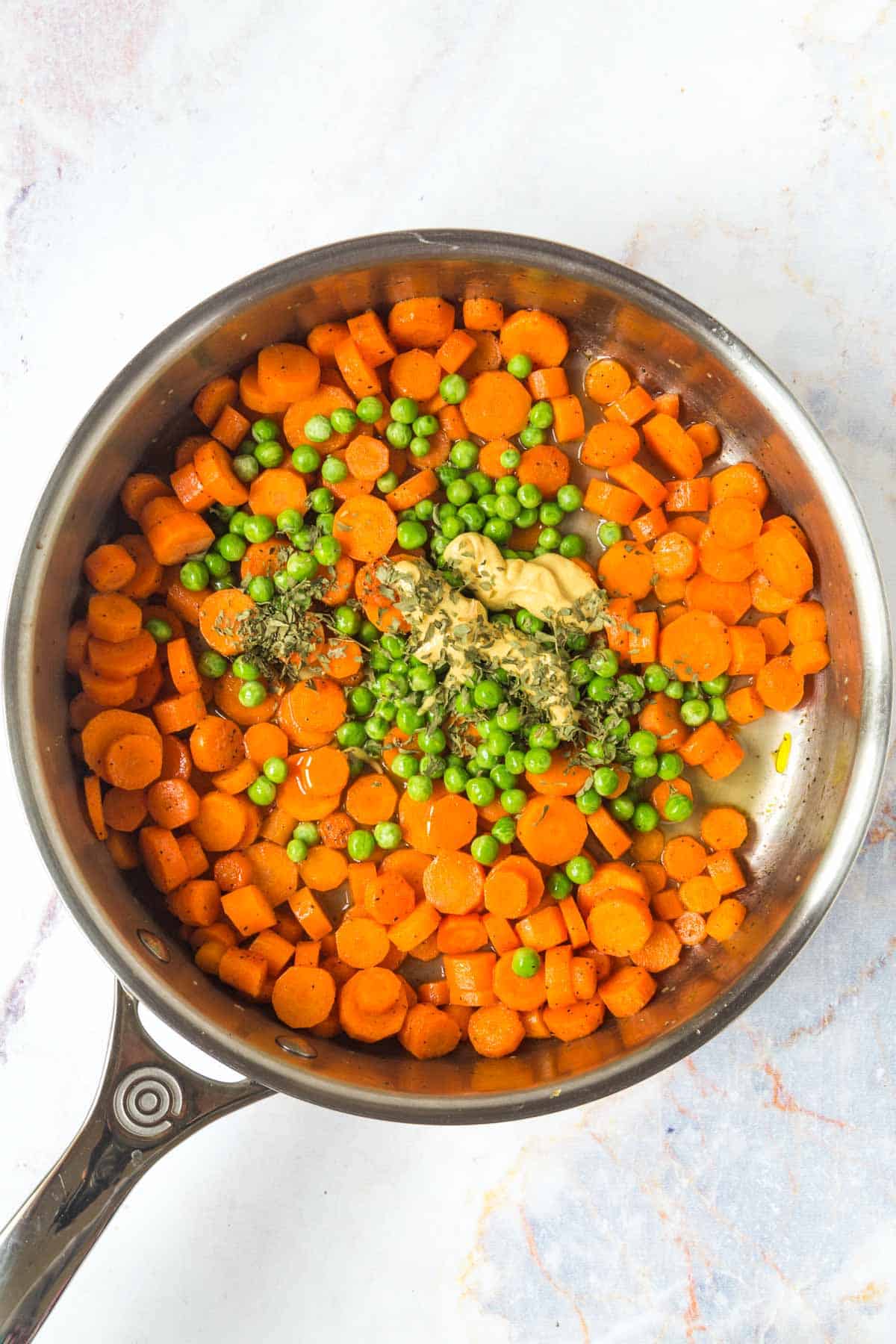 Honey Dijon Peas and Carrots easy side dish recipe!