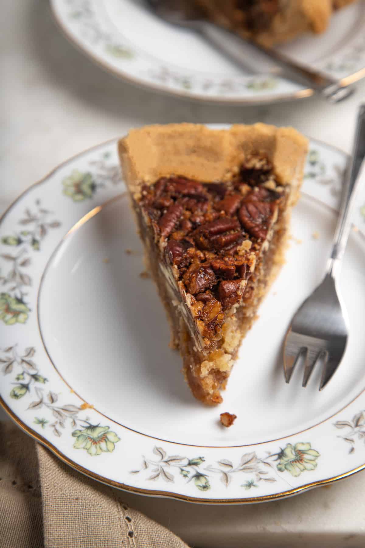 slice of pecan pie on a plate