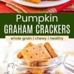 pumpkin graham crackers on a plate and in a jar