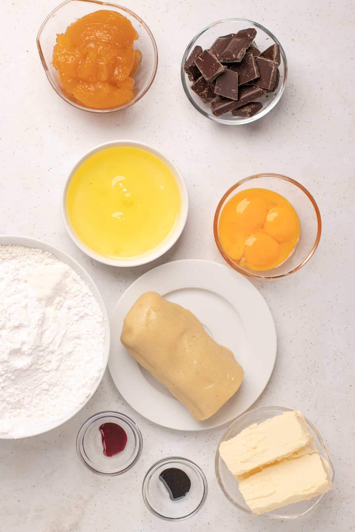 ingredients for cookies with almond paste and eggs