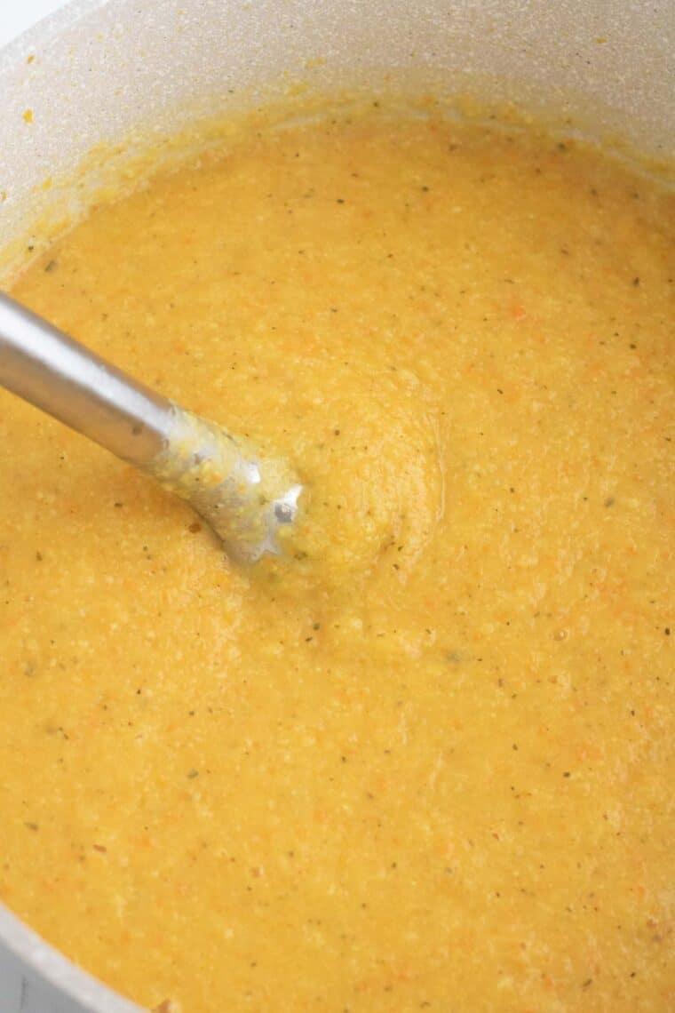 immersion blender pureeing soup