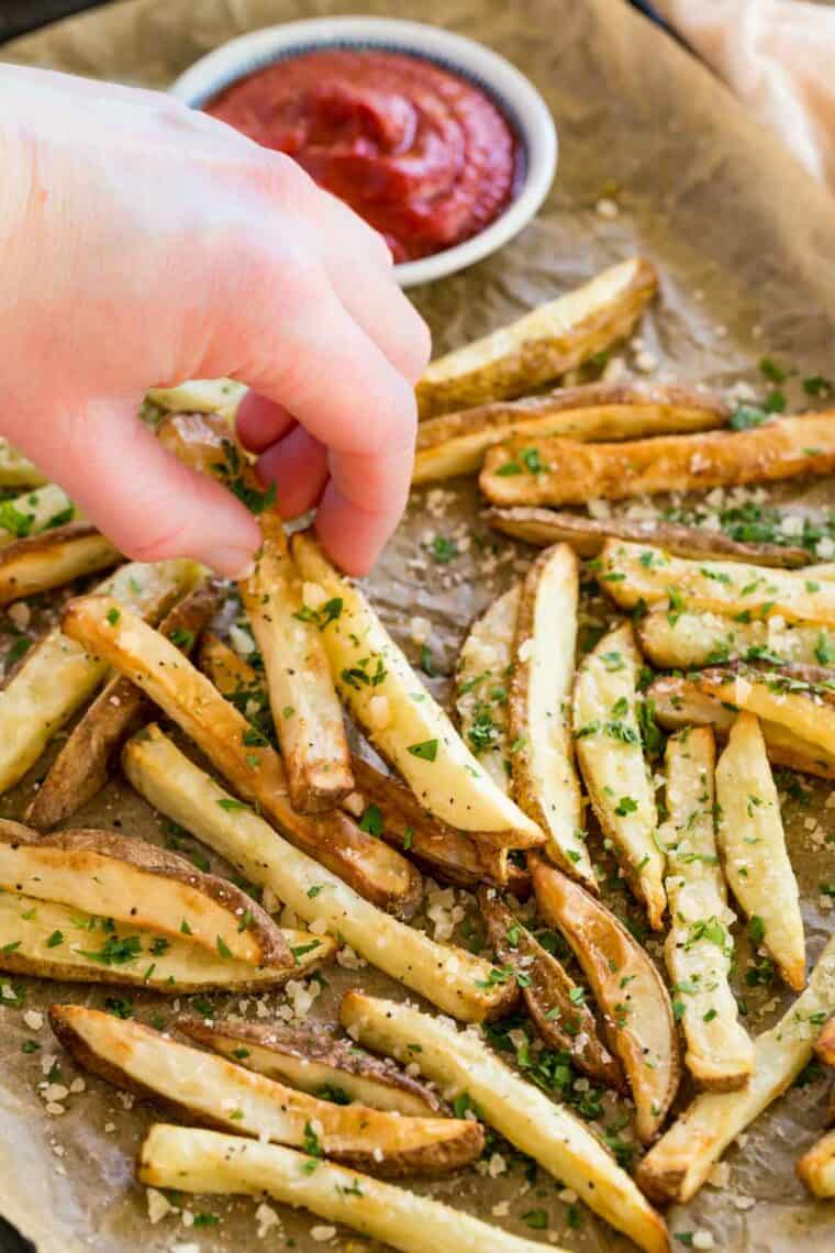 Crispy Air Fryer Parmesan Truffle Fries Cupcakes & Kale Chips