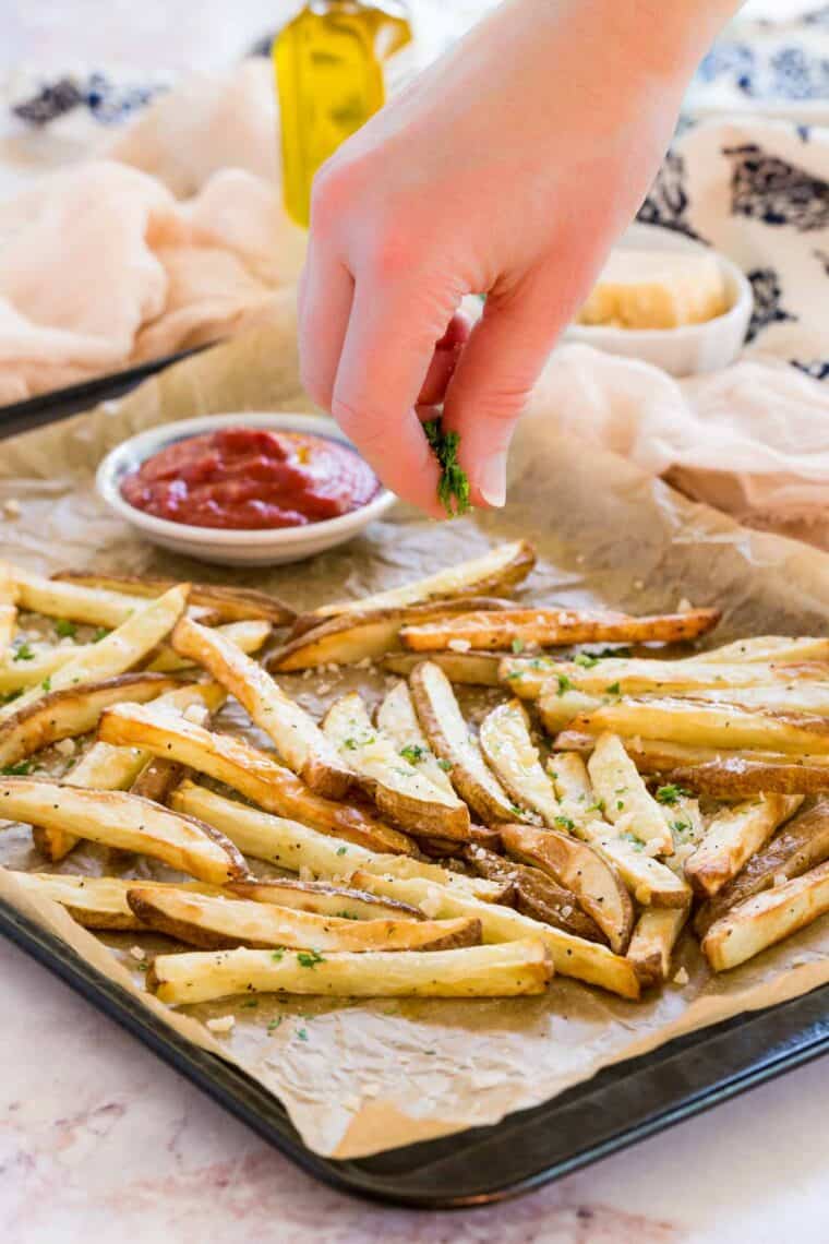 Crispy Air Fryer Parmesan Truffle Fries Cupcakes & Kale Chips