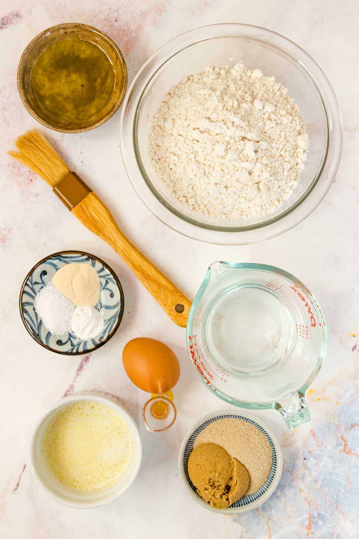 The ingredients for homemade gluten free breadsticks.