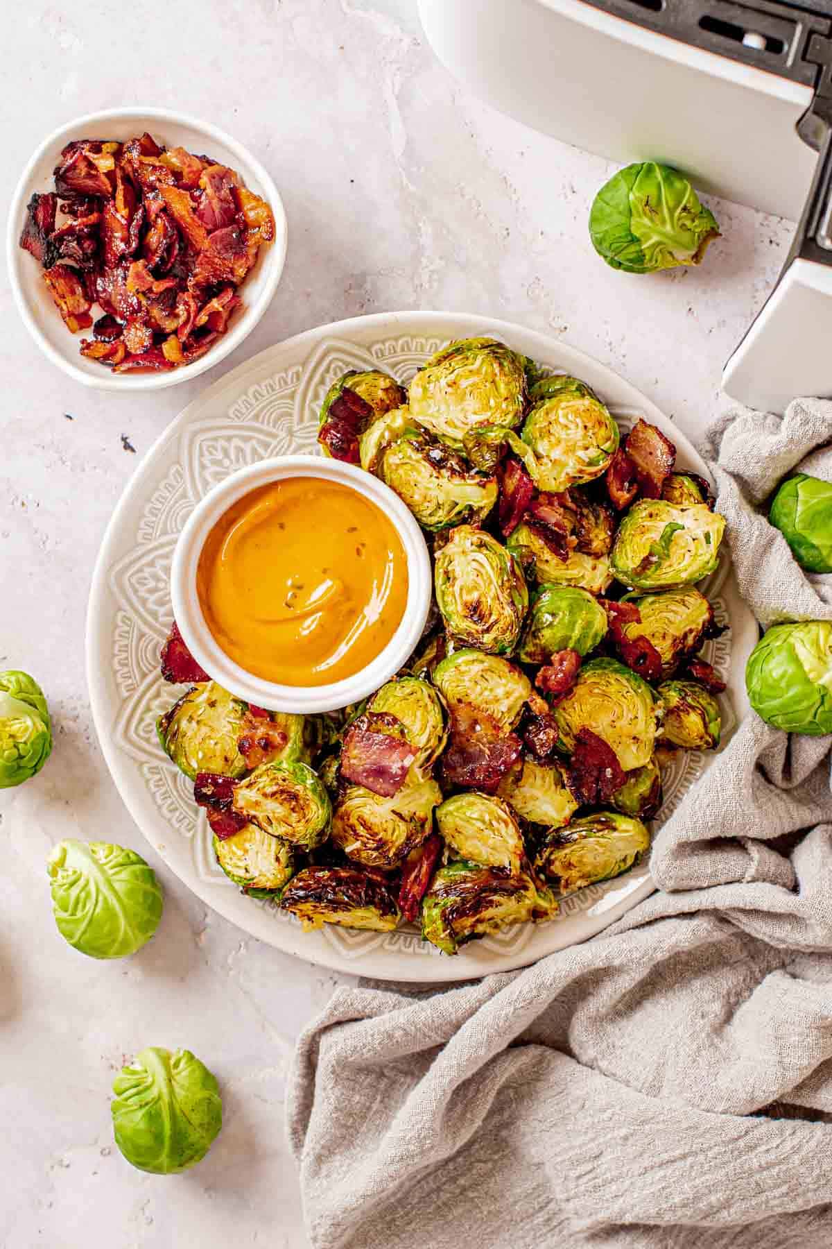 Air Fryer Brussels Sprouts with Bacon and Parmesan-image