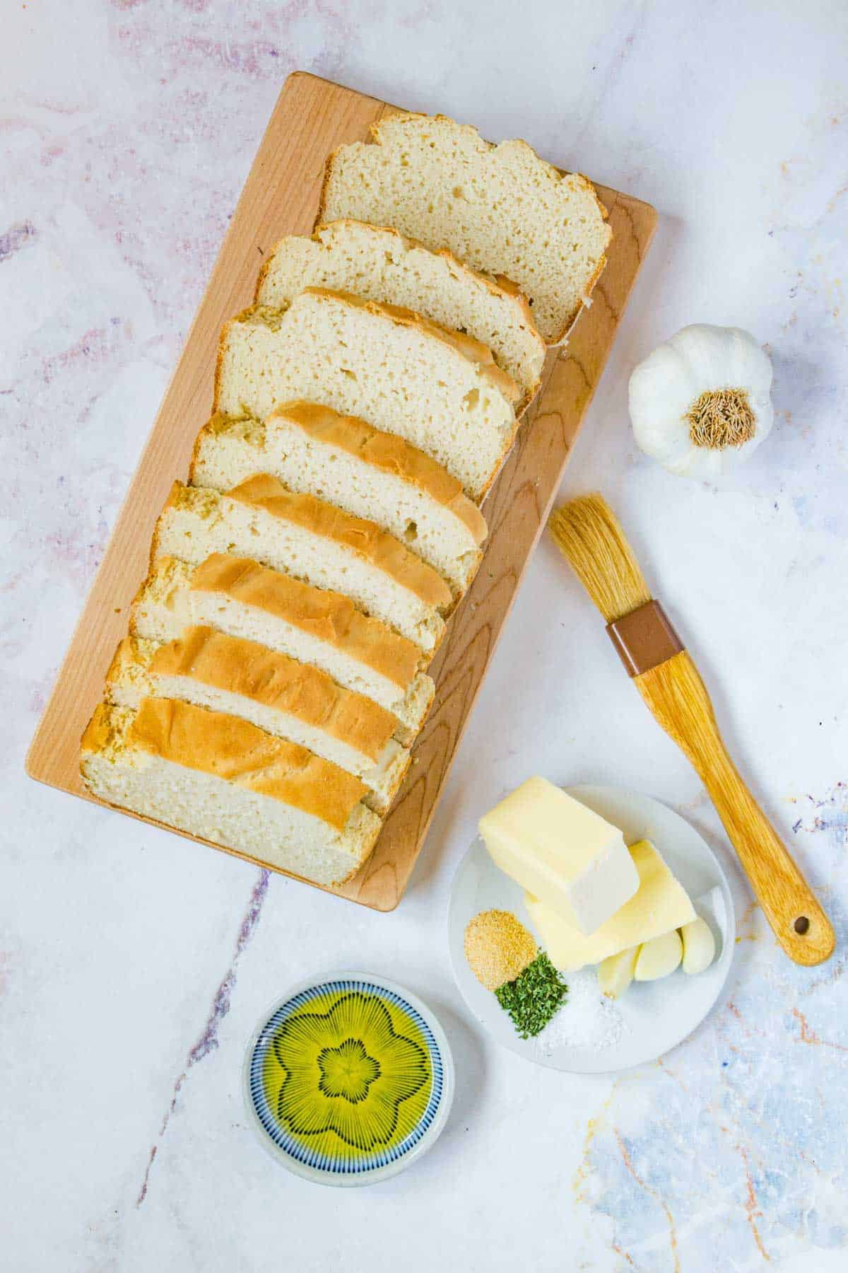 The ingredients for gluten-free Texas garlic toast.