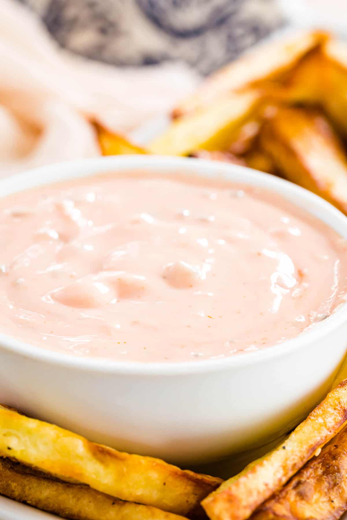 Close up of a bowl of Big Mac Sauce.