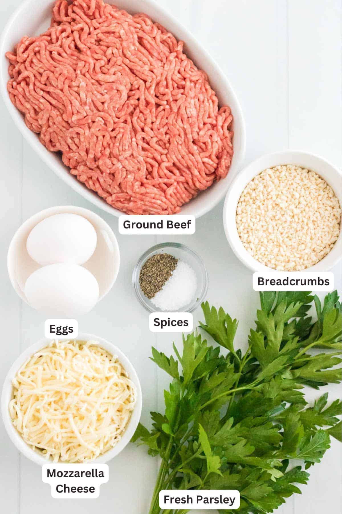 Ingredients for French Onion Stuffed Meatloaf.