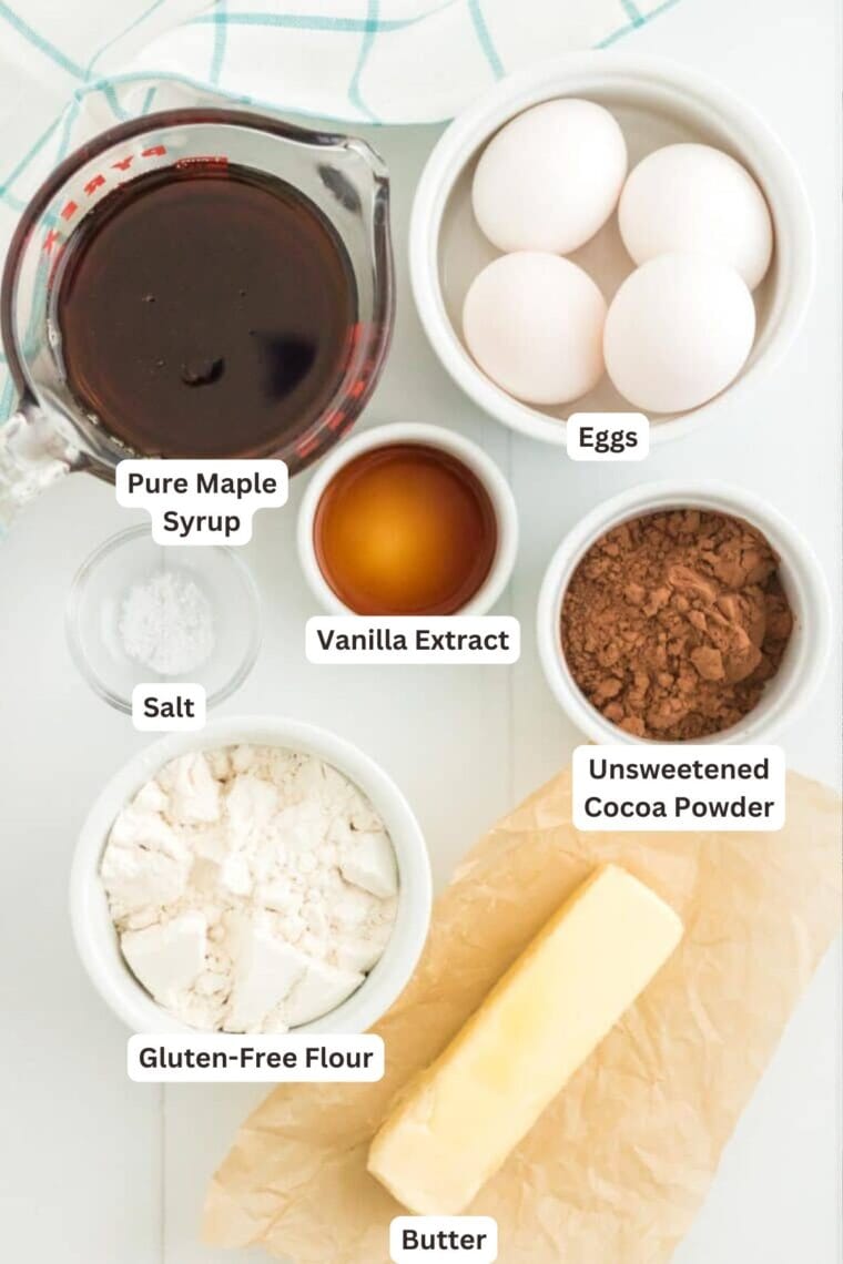 Ingredients for Gluten Free Chocolate Waffle Cookies.