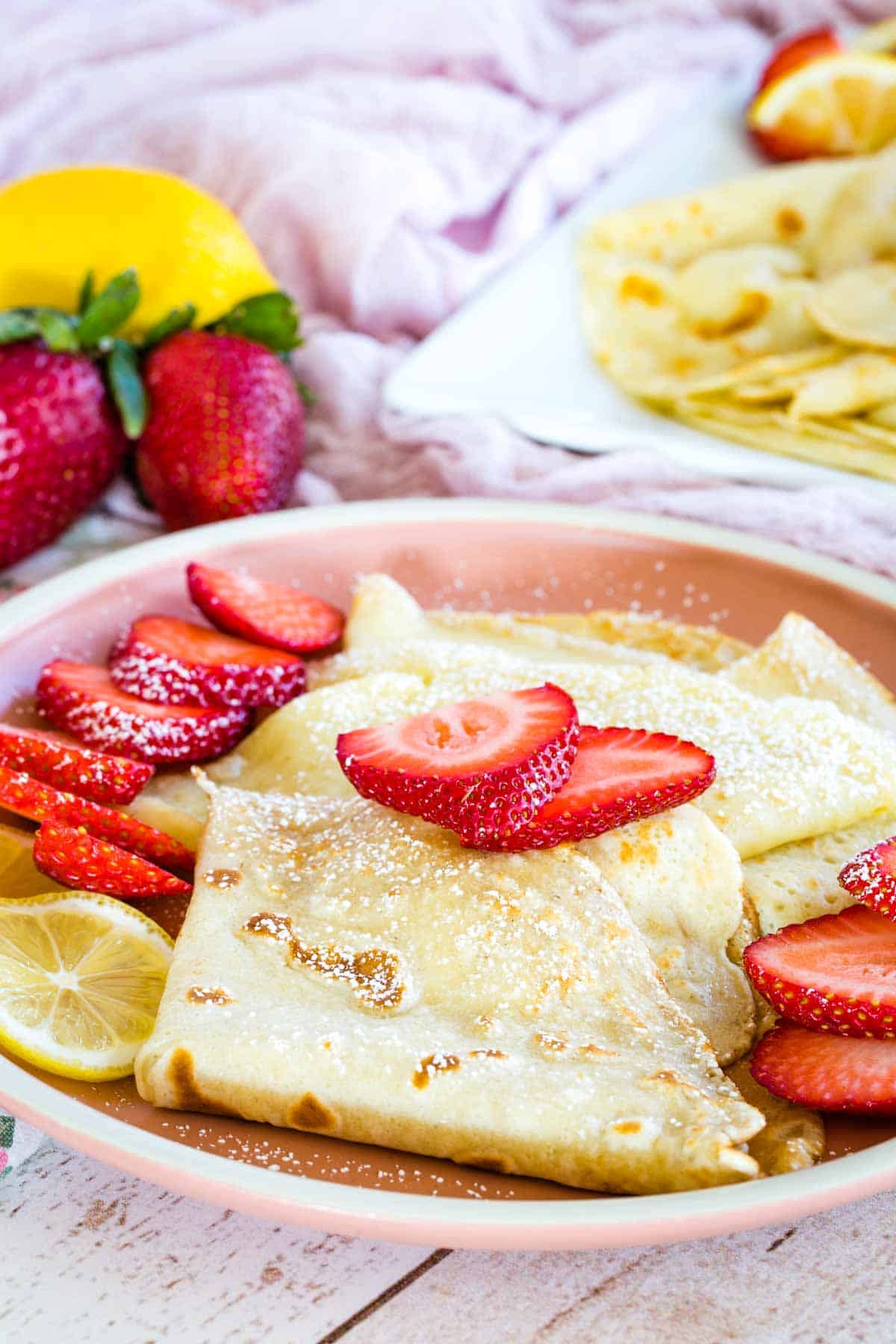 Lemon Sugar Crepes with Whipped Cream Cheese