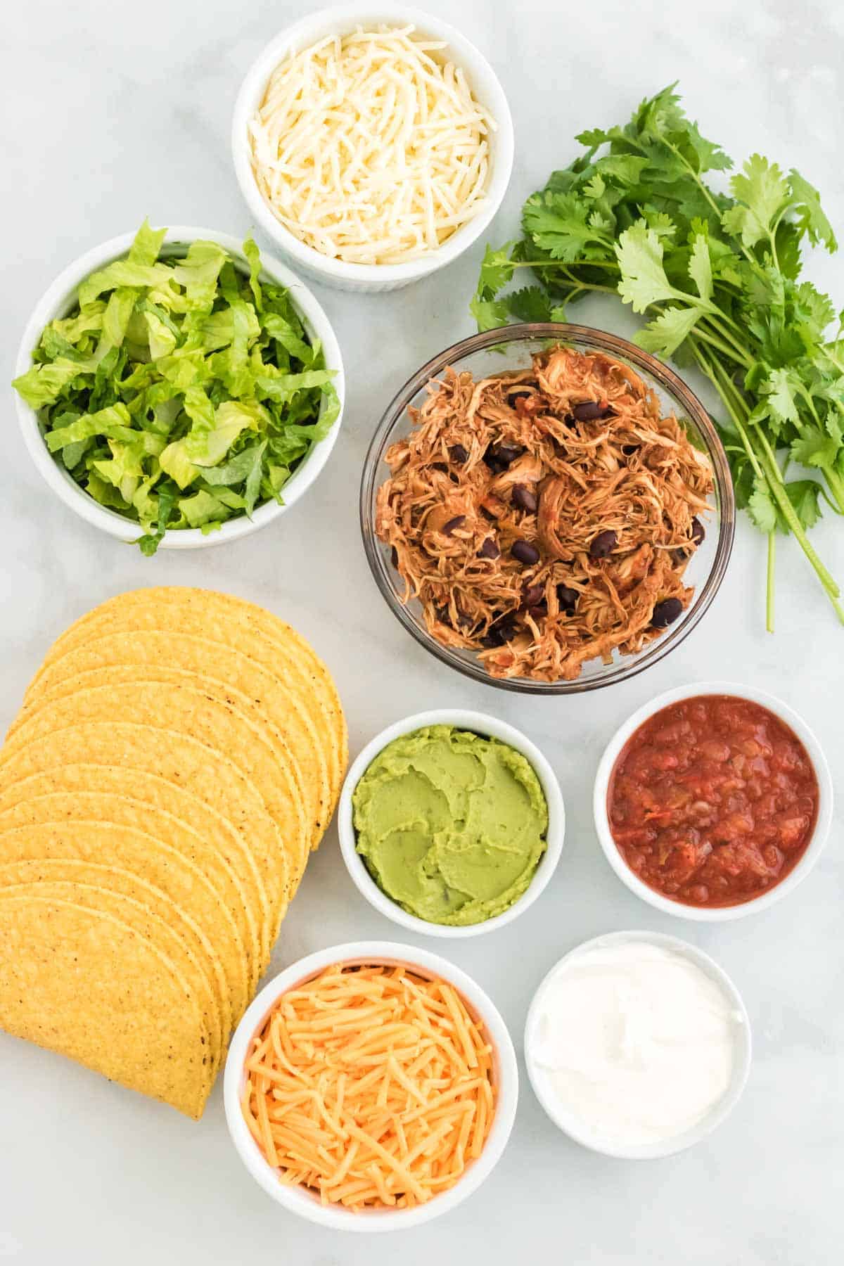 The ingredients for baked chicken tacos.