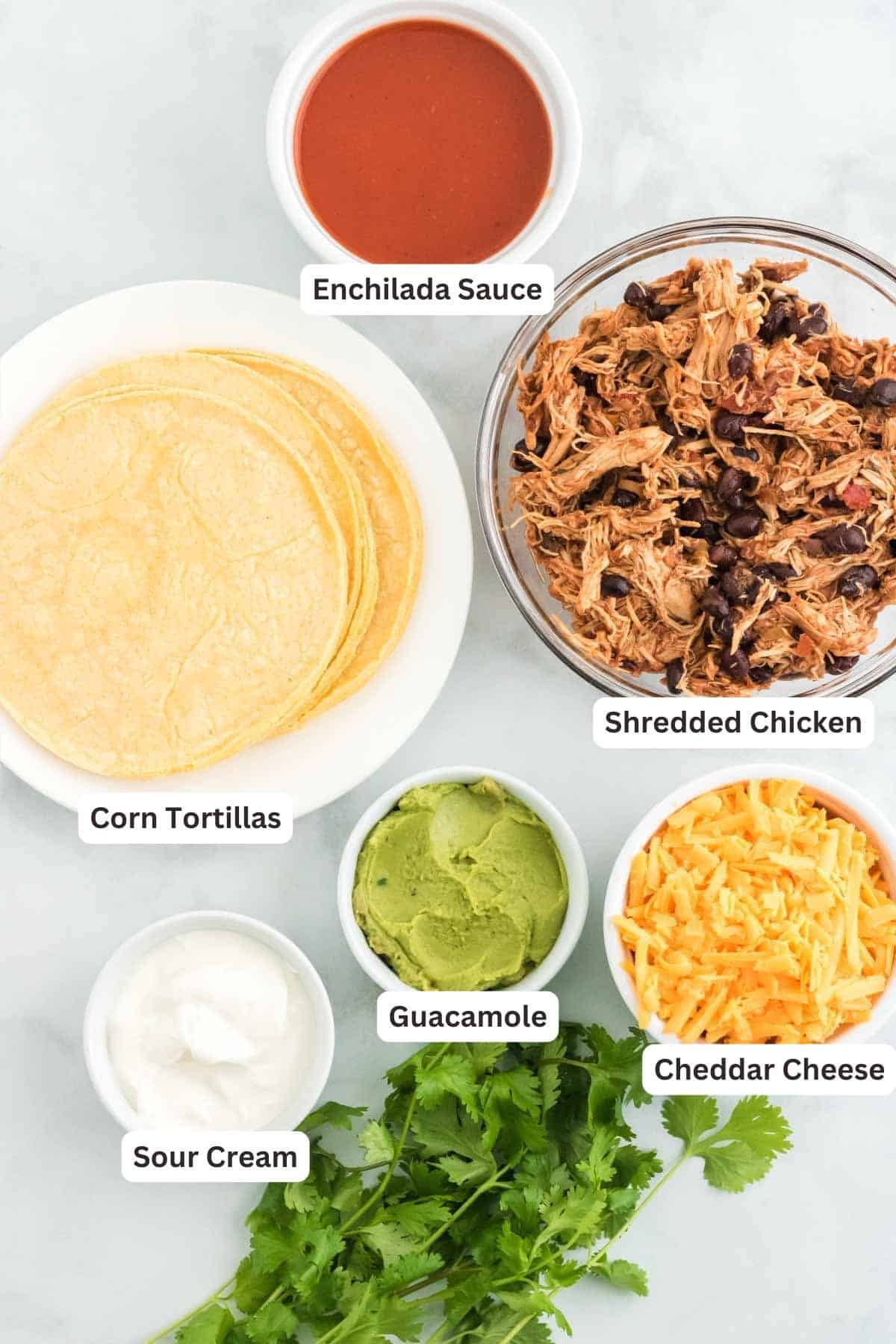 Ingredients for Easy Chicken Enchiladas.