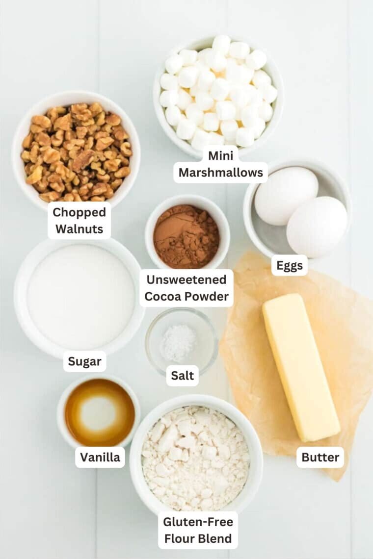 Ingredients for Rocky Road Brownies.