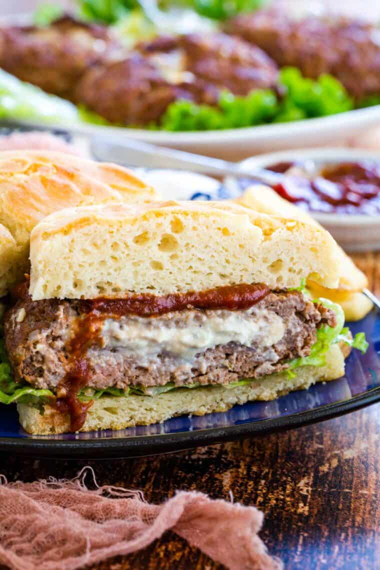 Stuffed Blue Cheese Burgers Cupcakes & Kale Chips