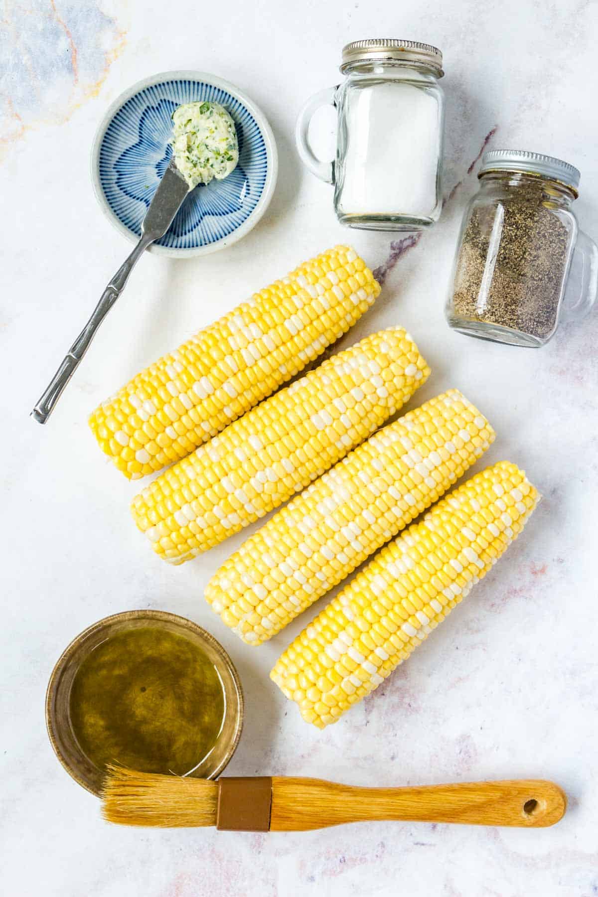 The ingredients for air fryer corn on the cob.
