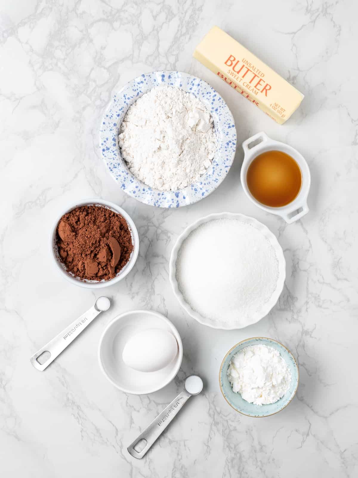 The ingredients for homemade gluten free Oreo cookies.