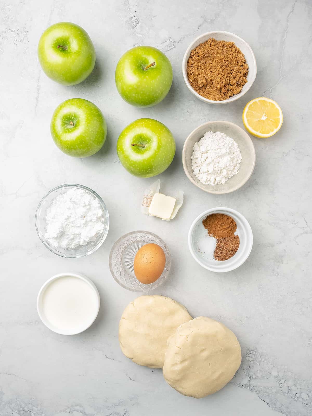 The ingredients for gluten-free apple turnovers.