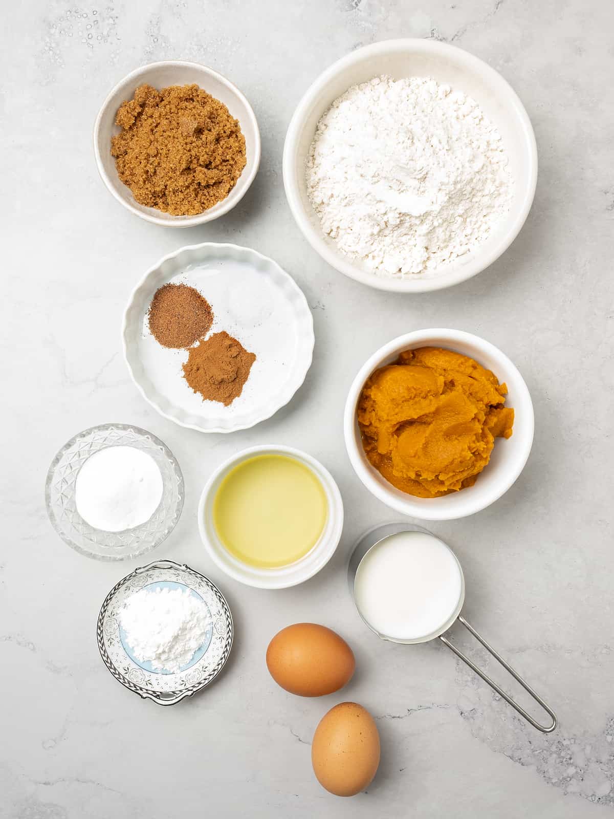 The ingredients for gluten free pumpkin cupcakes.