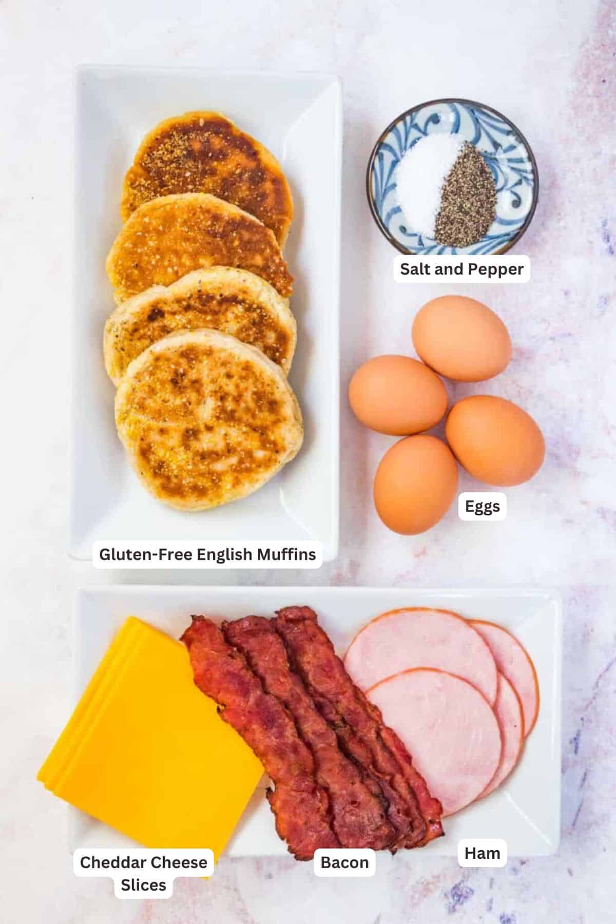 Ingredients for Gluten Free Breakfast Sandwiches.