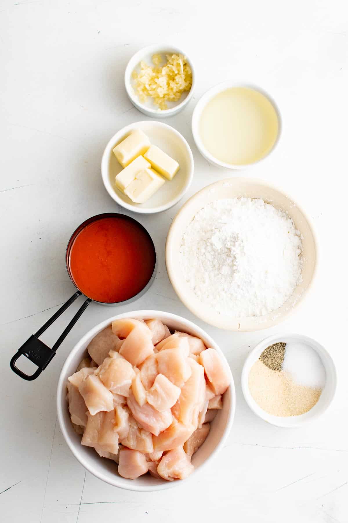 The ingredients for buffalo chicken bites.