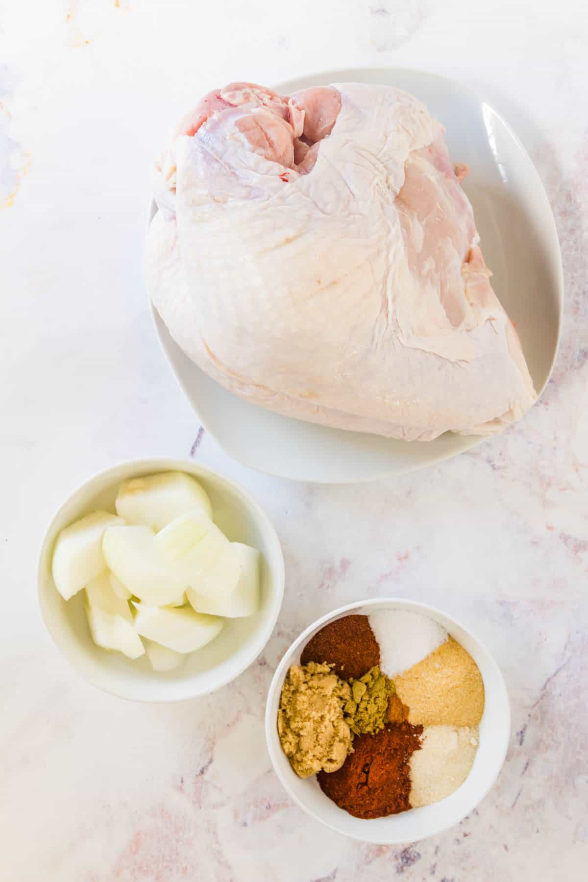 The ingredients for Slow Cooker Turkey Breast set out on the counter.