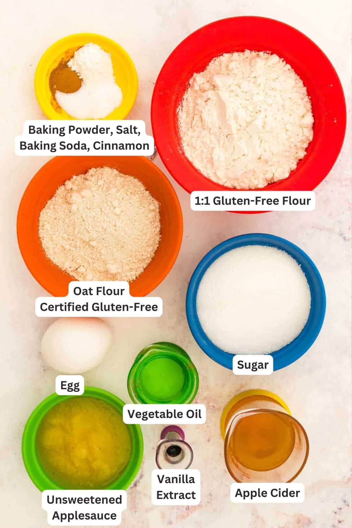 Ingredients for Gluten Free Apple Cider Donuts.