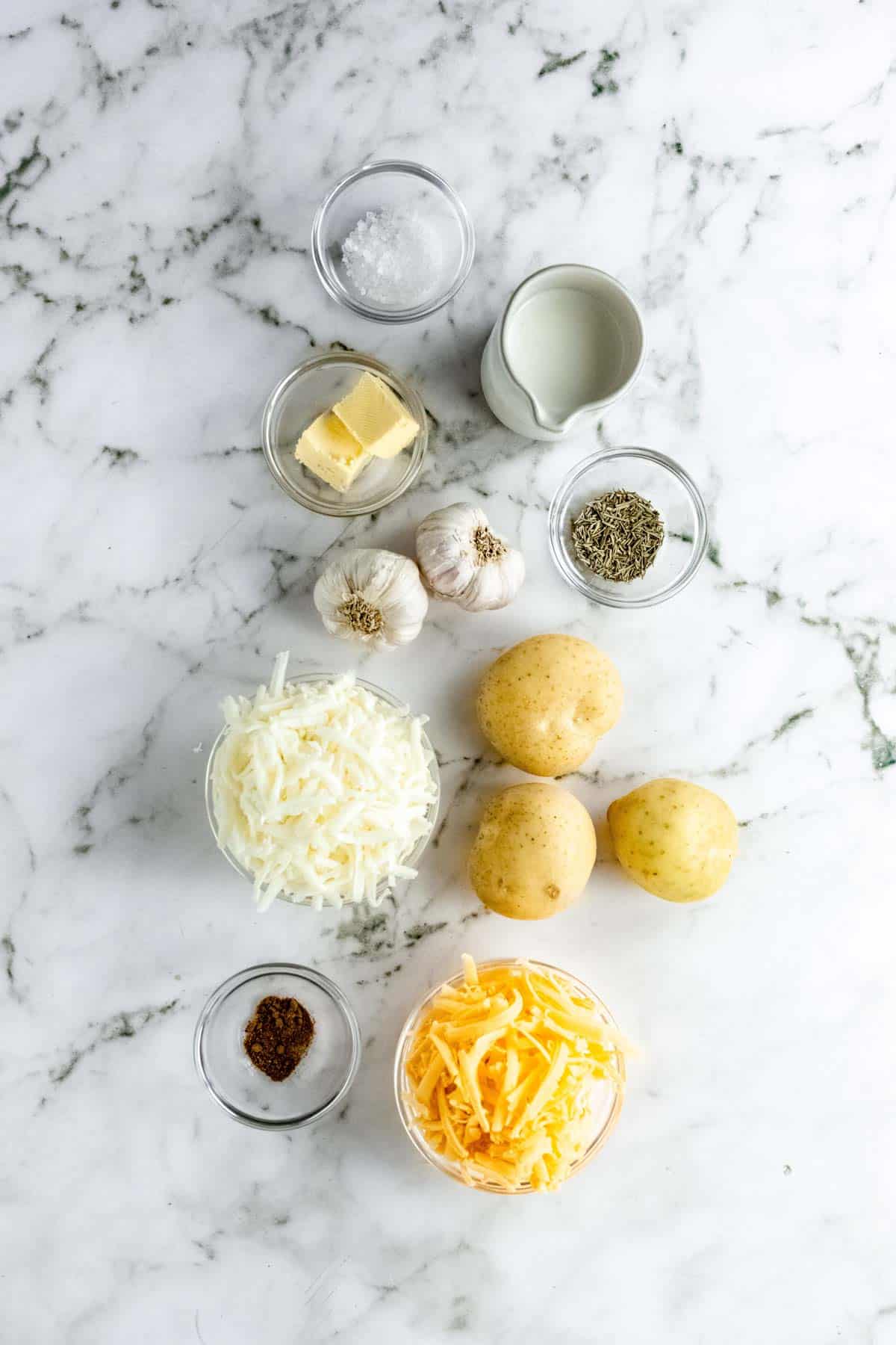 The ingredients for gluten-free scalloped potatoes.