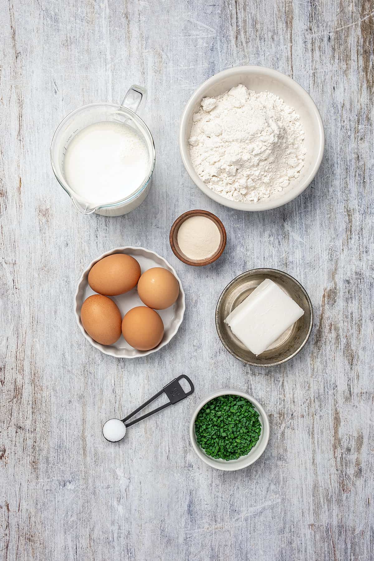 The ingredients for gluten-free Yorkshire pudding.