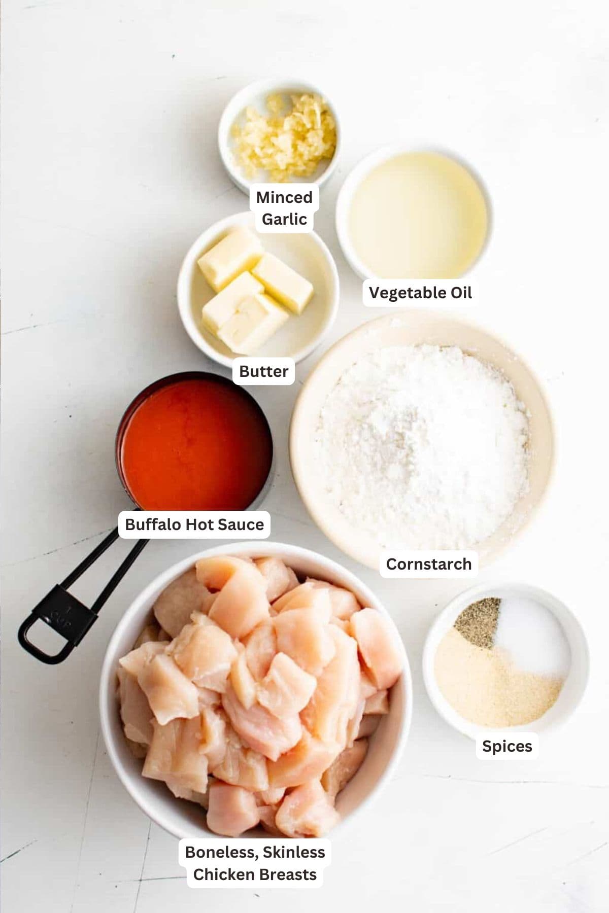 Ingredients for Buffalo Chicken Bites.