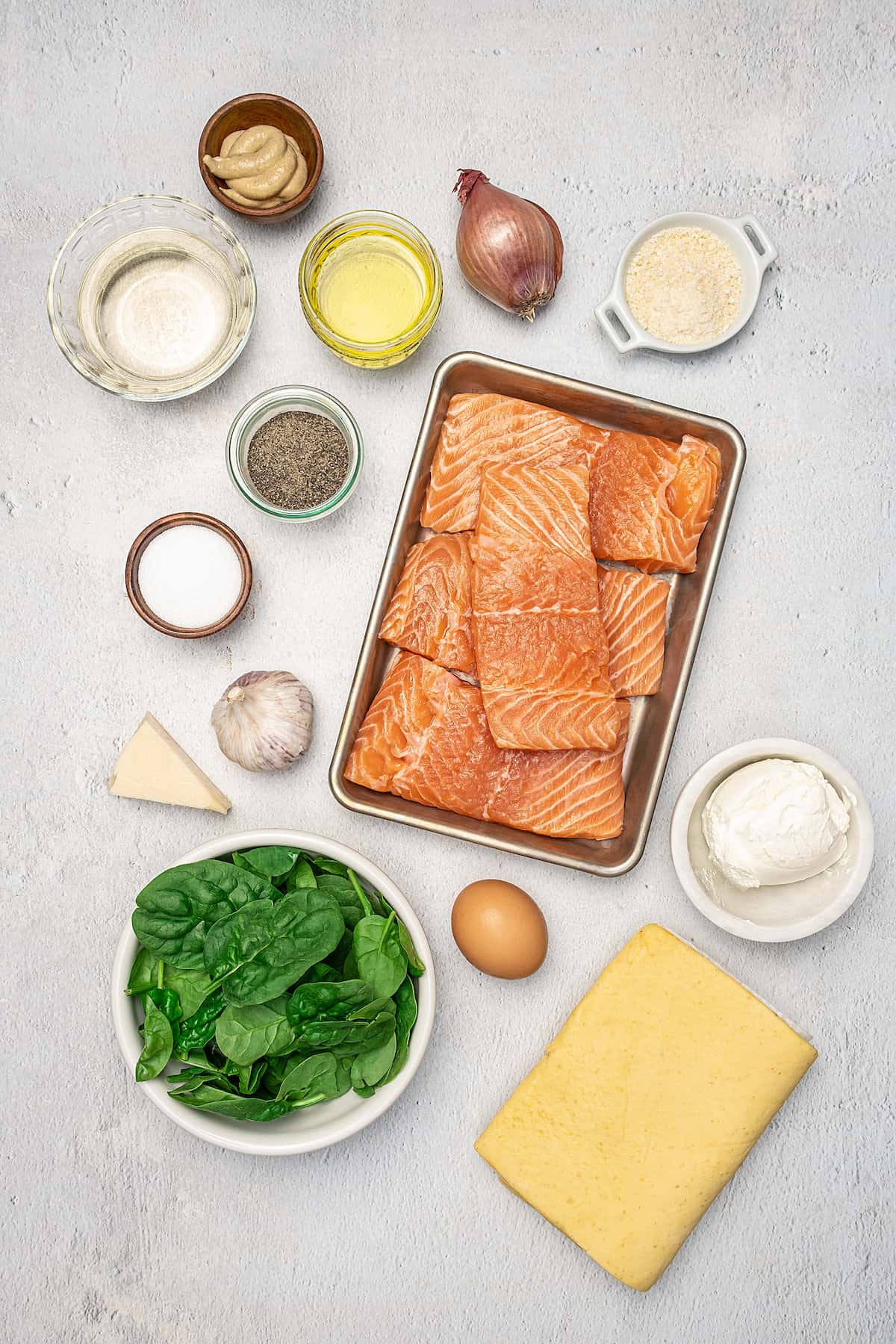 The ingredients for gluten-free Salmon Wellington.