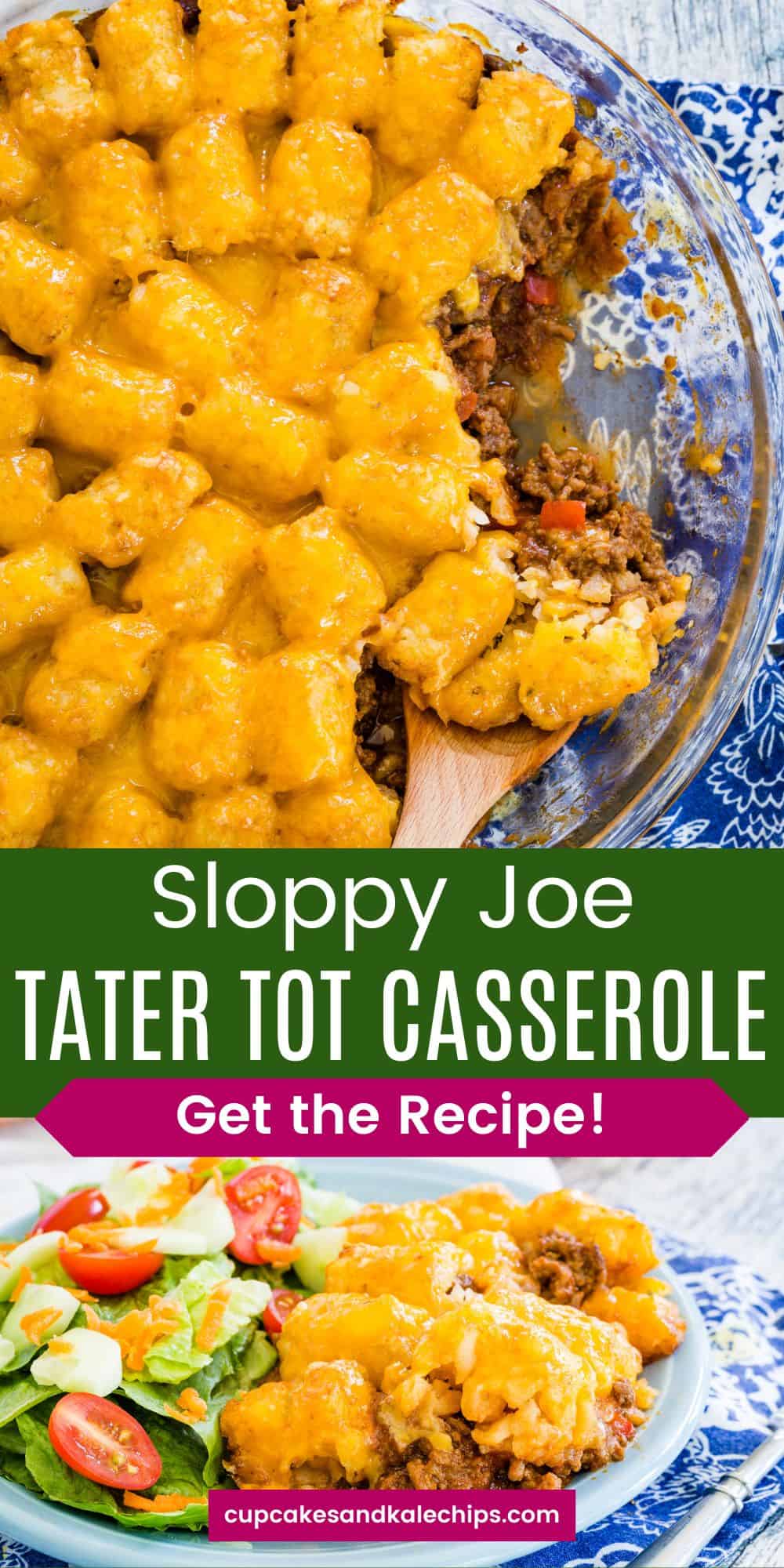 Sloppy Joe Tater Tot Casserole Cupcakes & Kale Chips