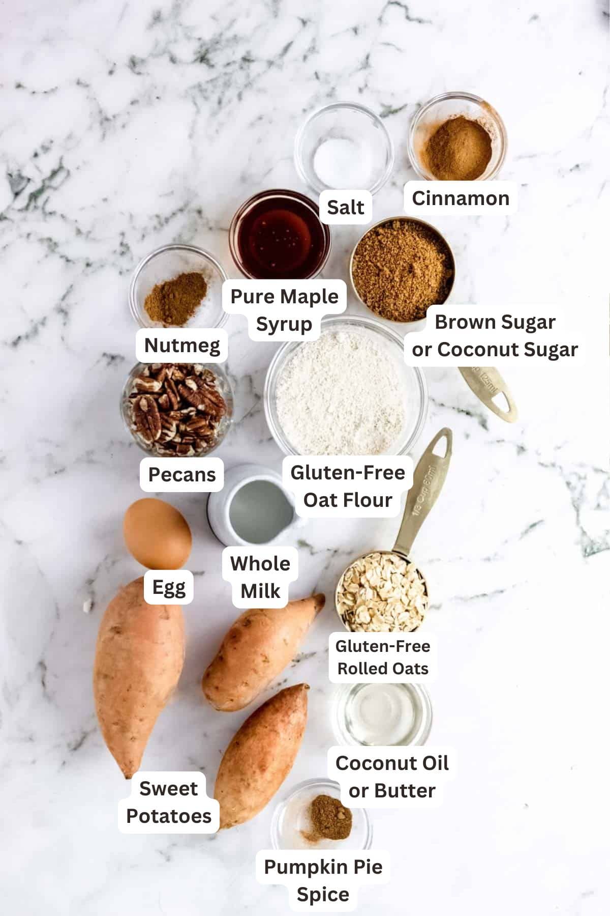 Ingredients for Sweet Potato Casserole.