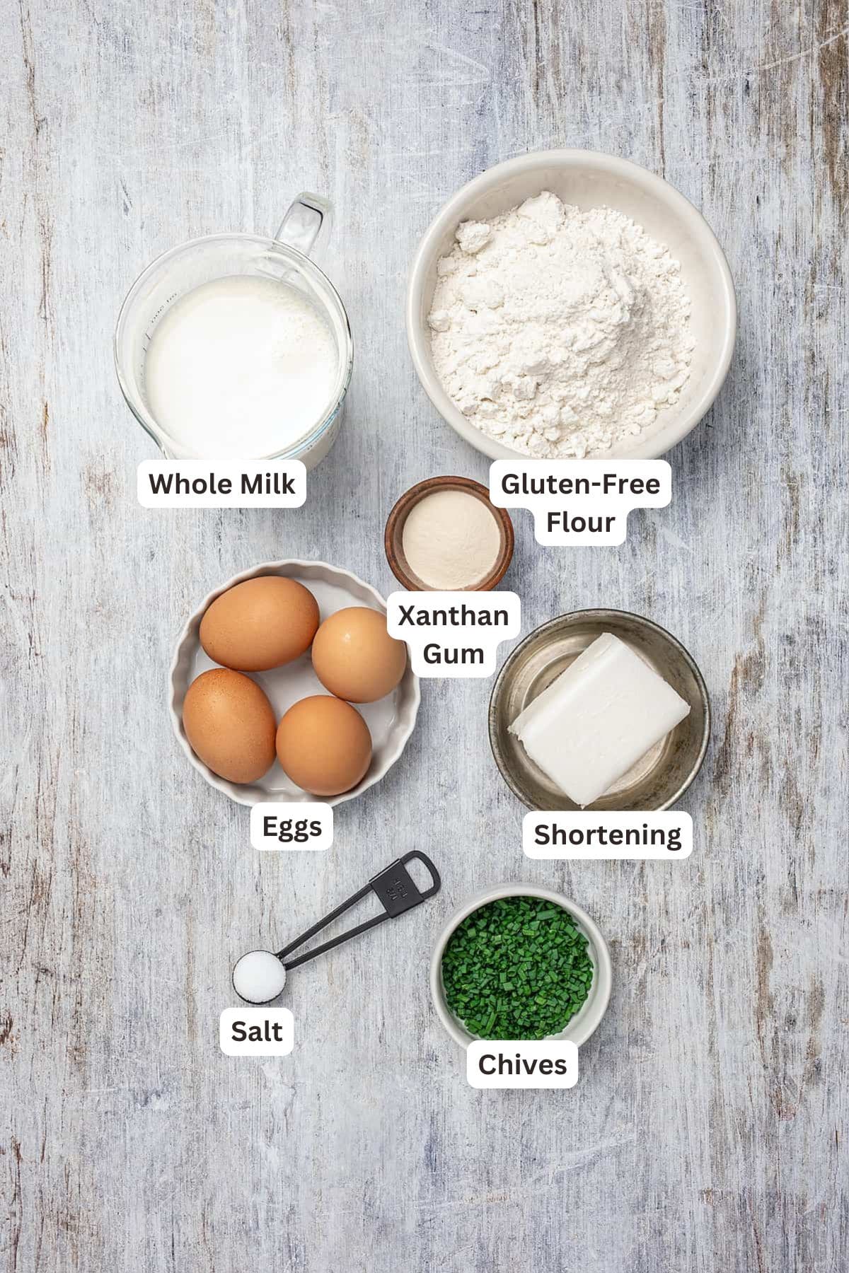 Ingredients for Gluten Free Yorkshire Pudding.