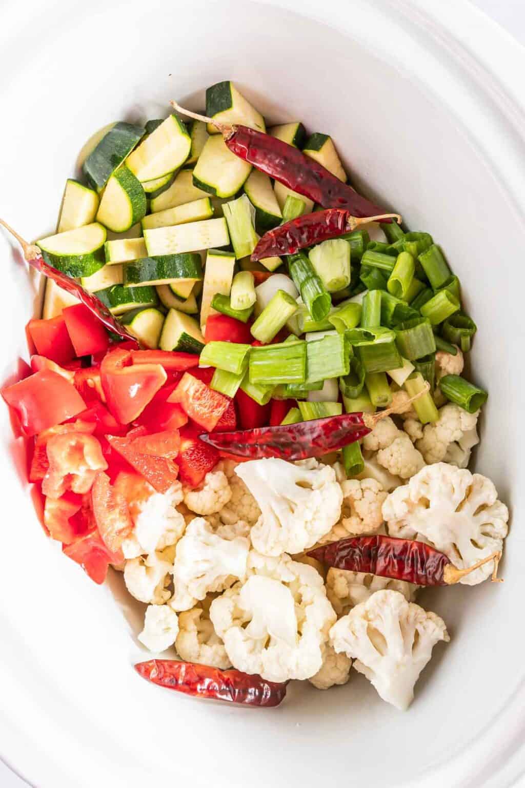 Slow Cooker Kung Pao Cauliflower Cupcakes & Kale Chips