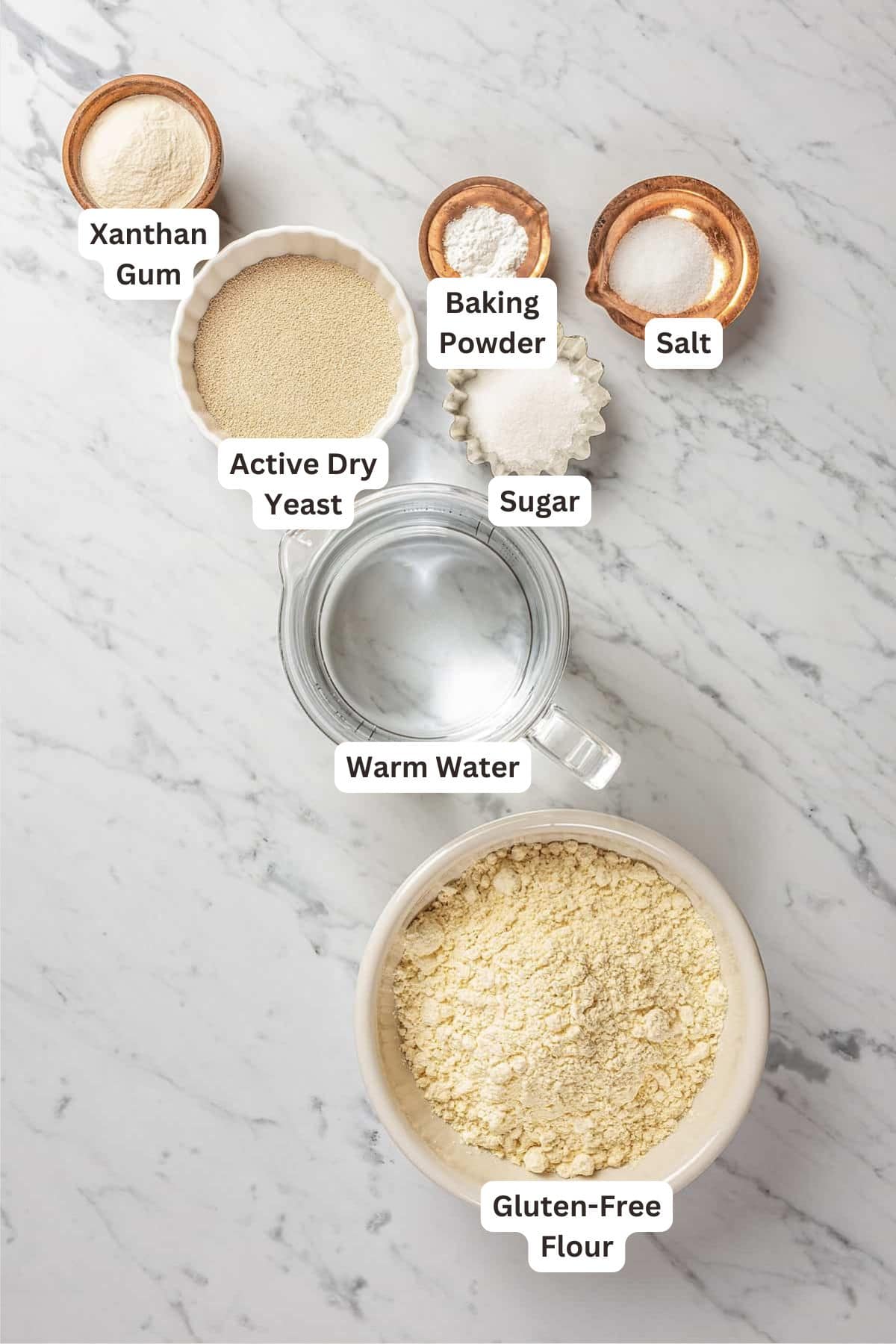 Ingredients for Gluten Free Bread Bowls.