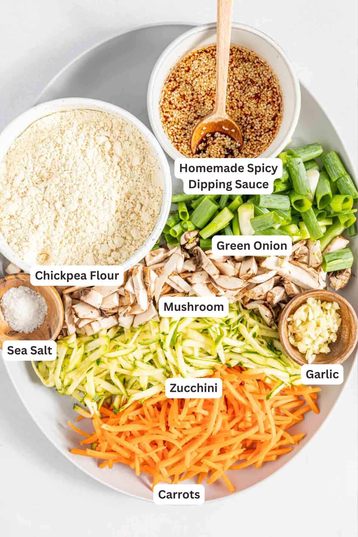 Crispy Vegetable Pancakes are pan-fried vegetable fritters made with gluten-free batter, dipped in a spicy Korean-style dipping sauce! Ingredients for Gluten Free Vegetable Pancakes.