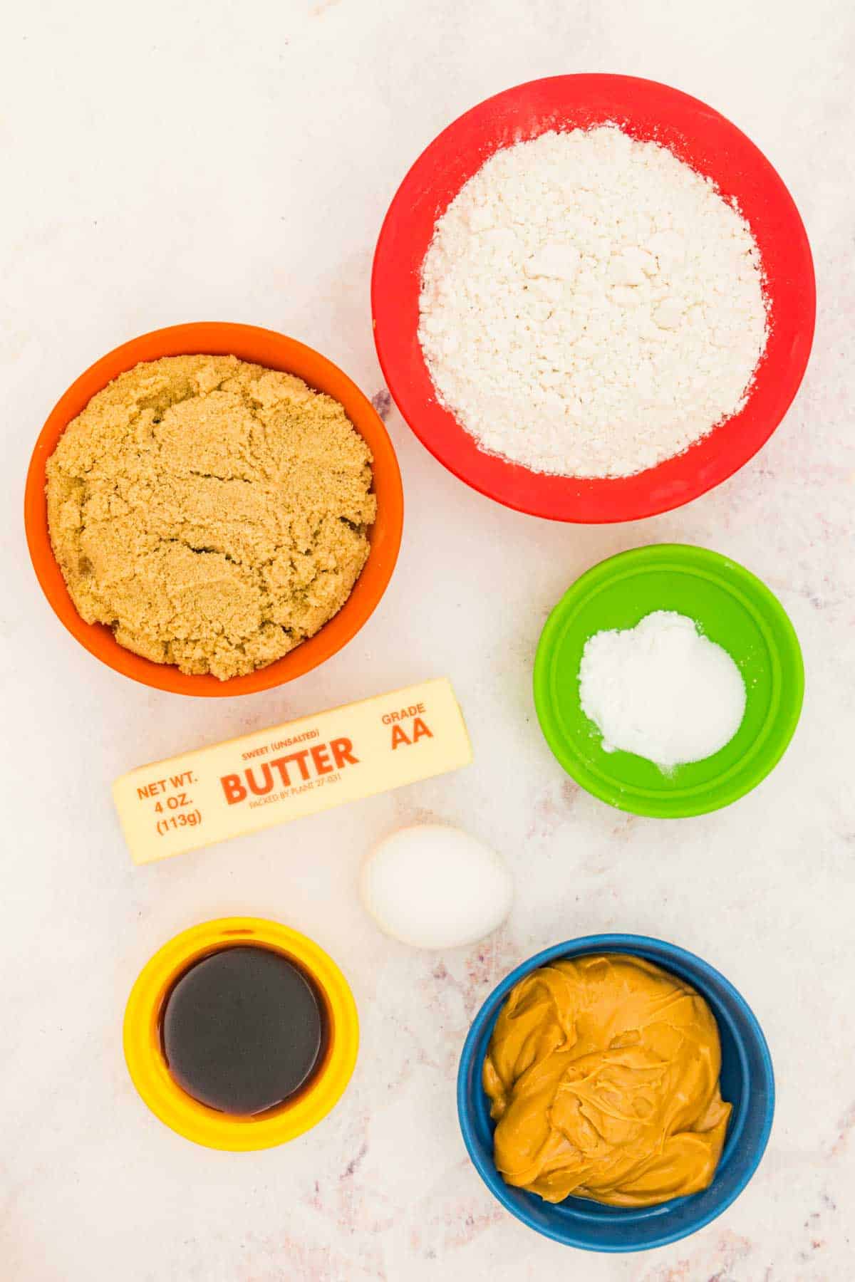 The ingredients for homemade gluten-free peanut butter cookies.