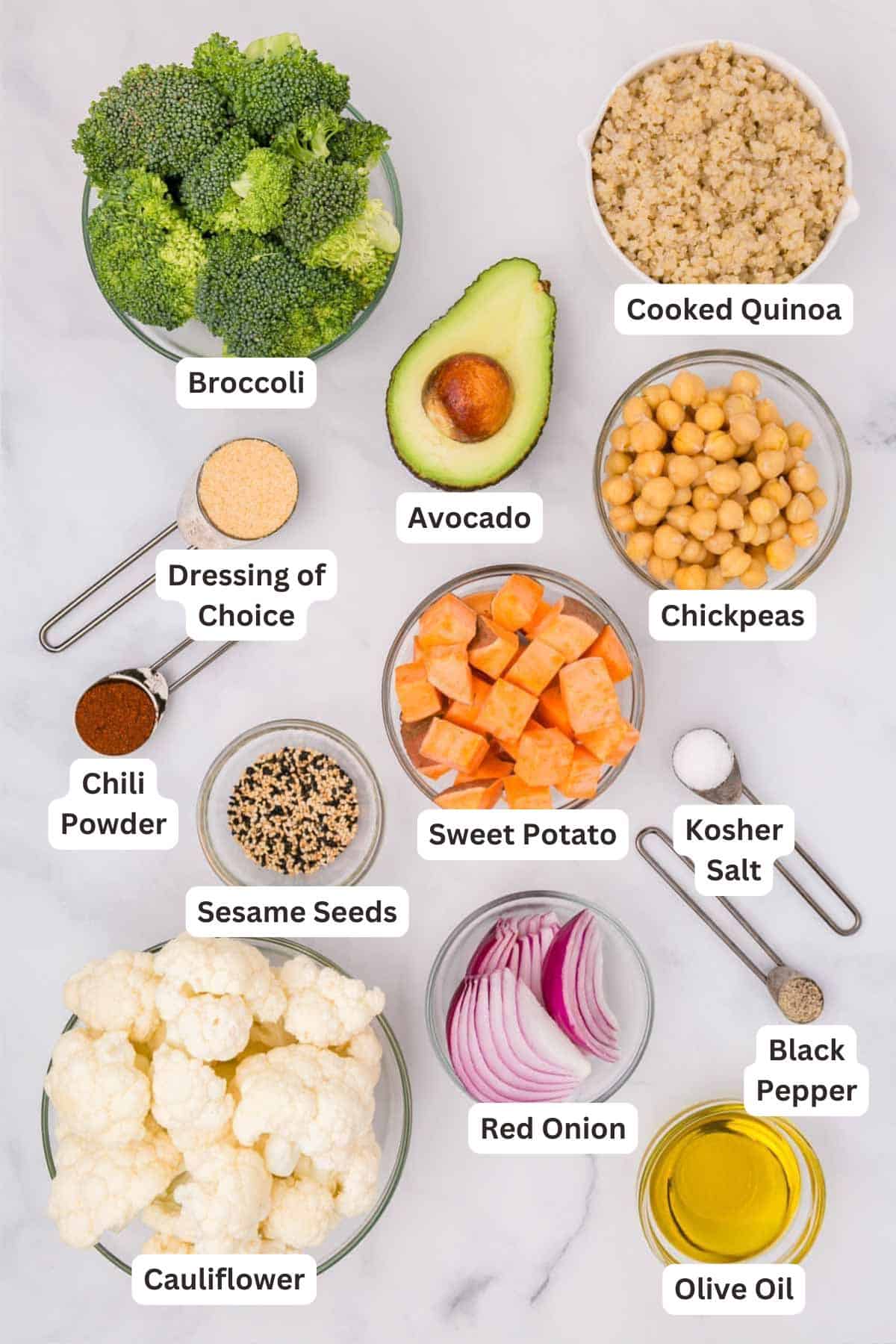 Ingredients for Sweet Potato Buddha Bowls.