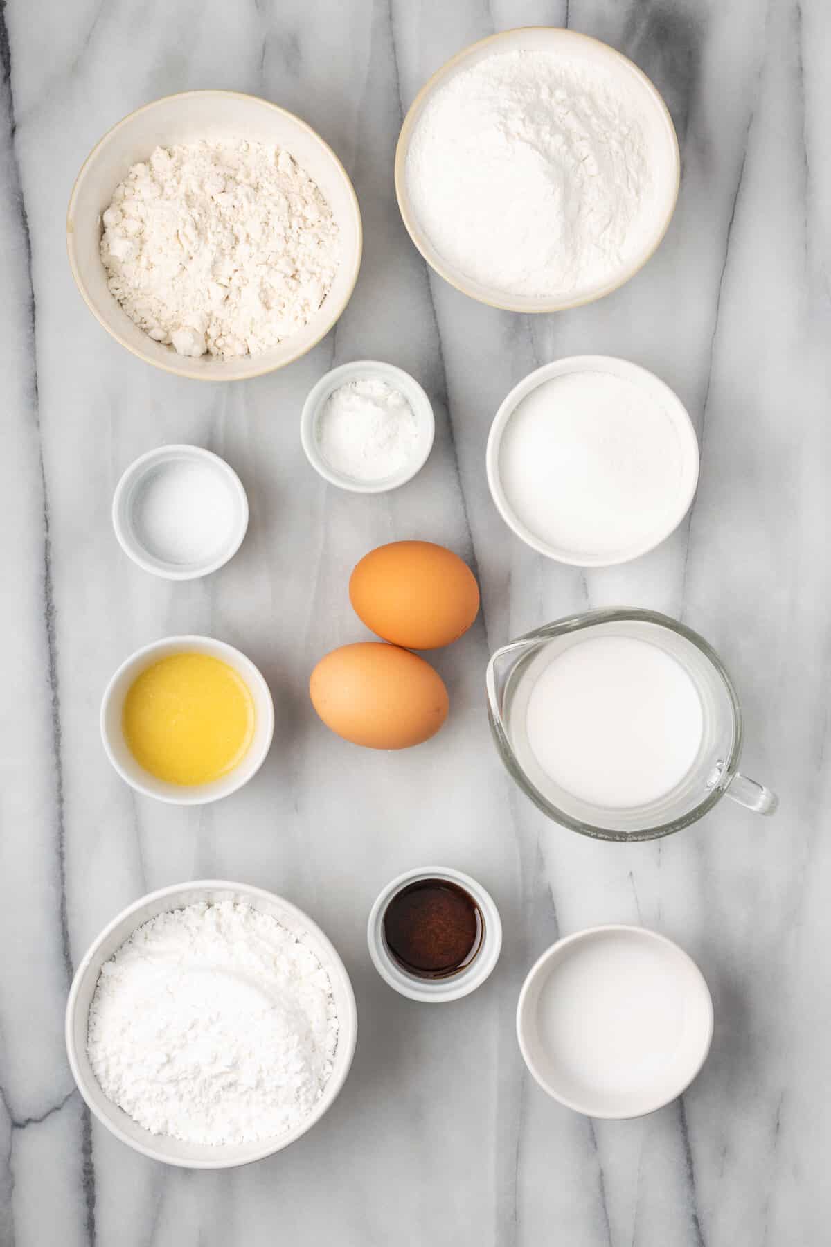 The ingredients for homemade gluten-free mochi donuts.