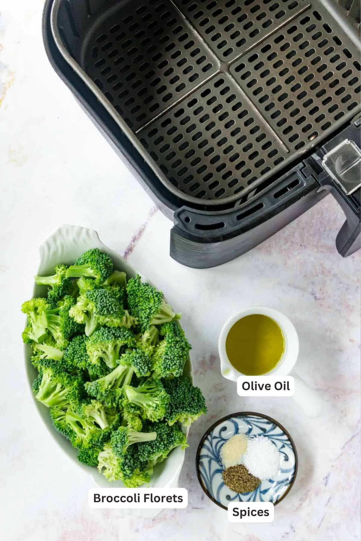 Ingredients for Air Fryer Broccoli.