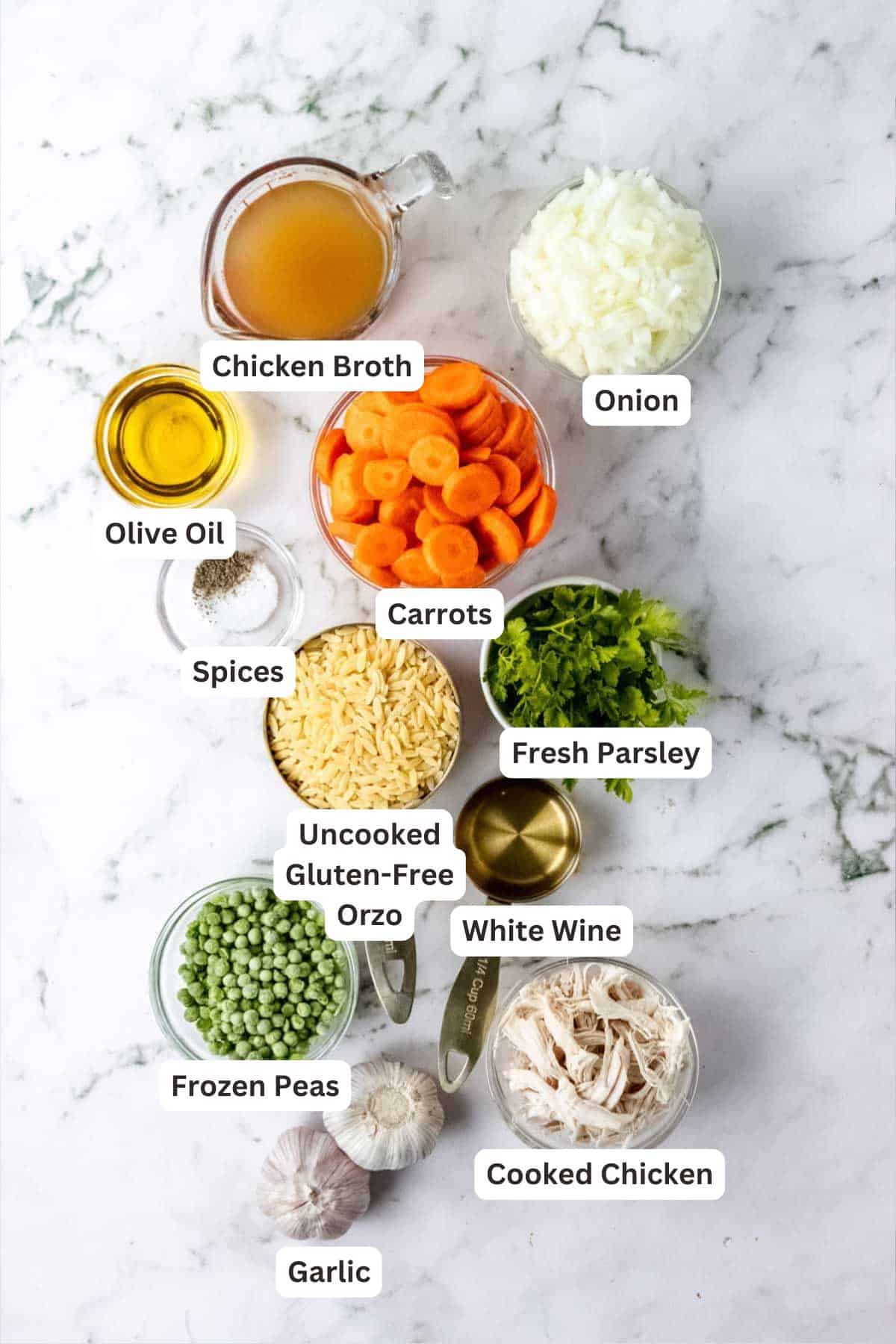Ingredients for Chicken Orzo Soup.