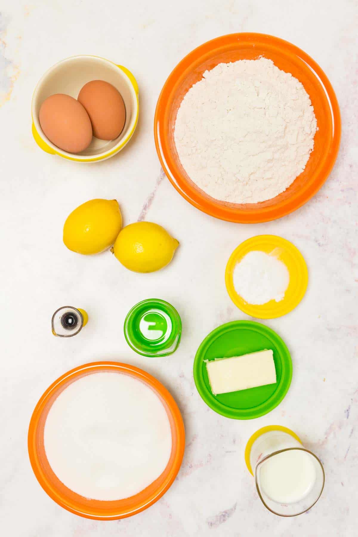 The ingredients for gluten-free lemon cupcakes.