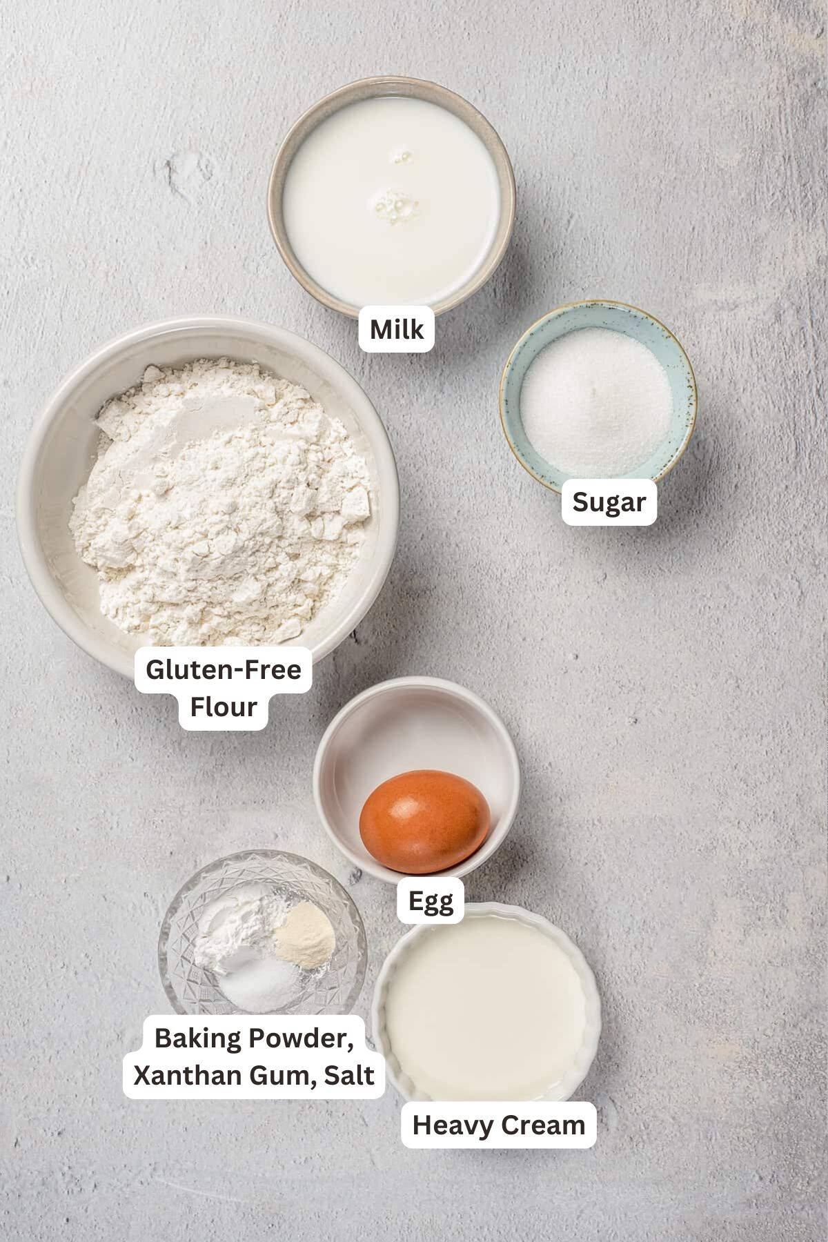 Ingredients for Gluten Free Pikelets.