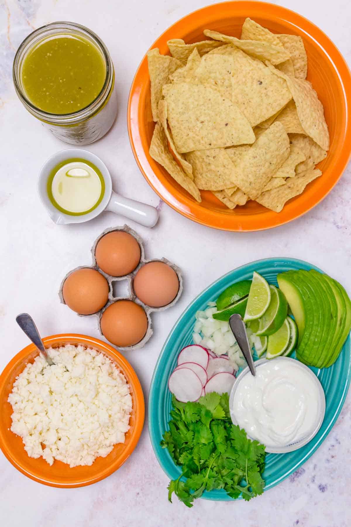 The ingredients for chilaquiles verdes.
