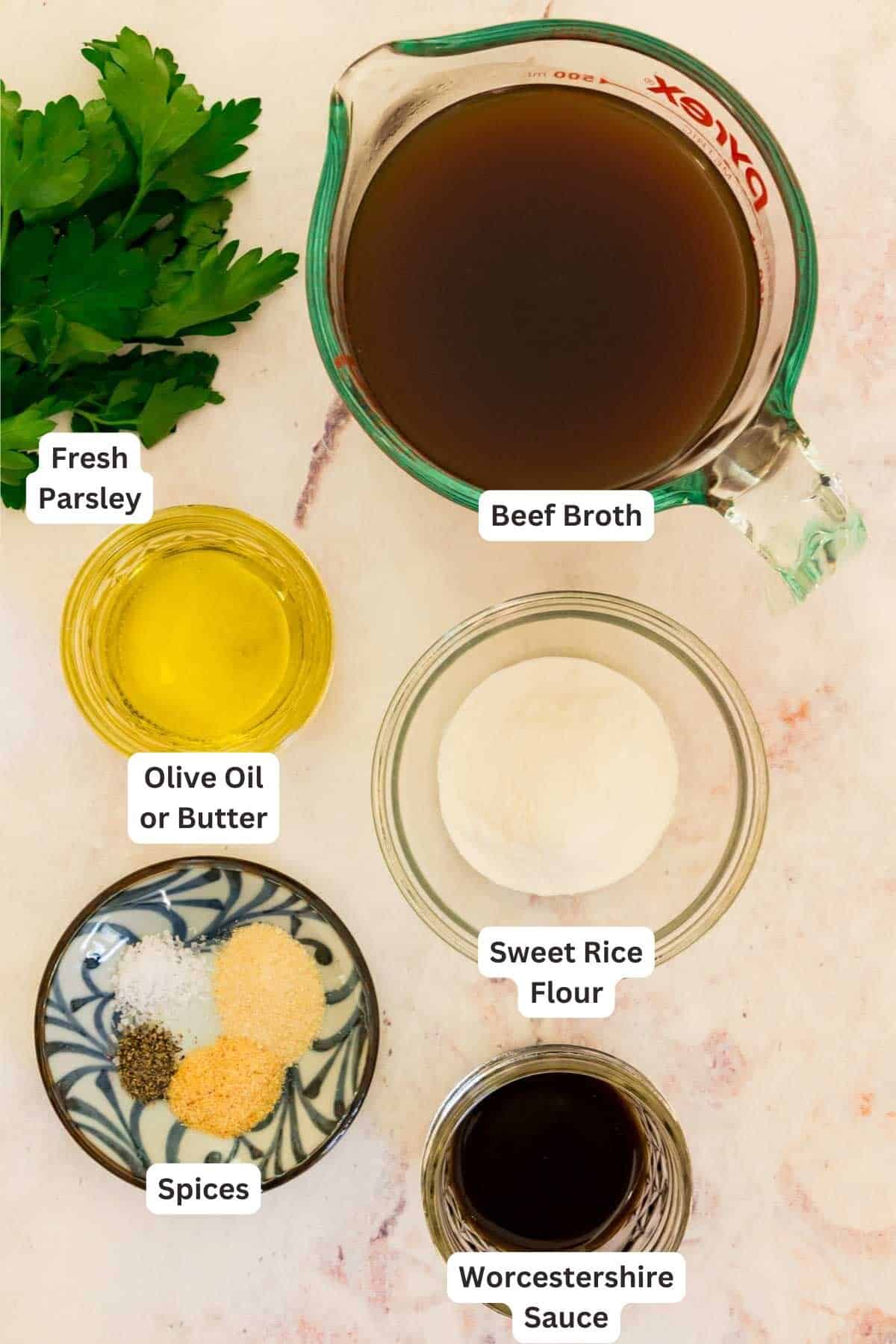 Ingredients for Gluten Free Brown Gravy.