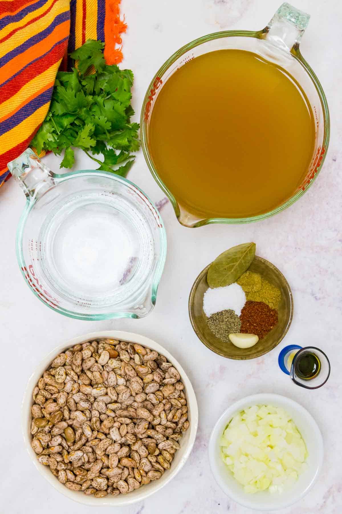 The ingredients for Instant Pot pinto beans.